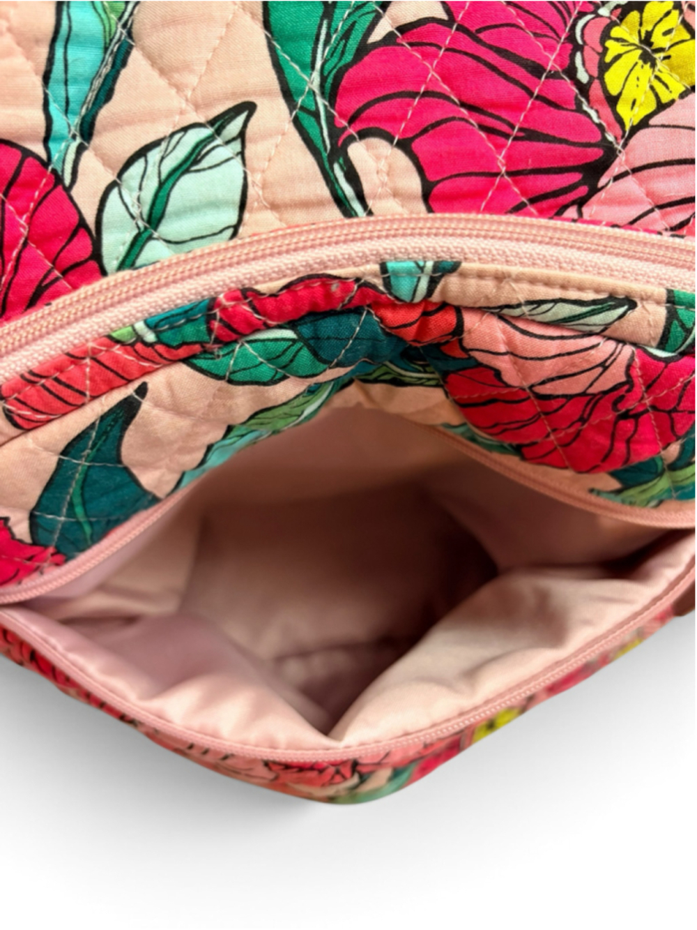 Vera Bradley Vintage Floral Quilted Campus Backpack Pink Green - Picture 13 of 16